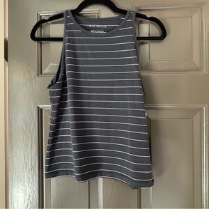 Max Studio Navy and White Striped Tank Top